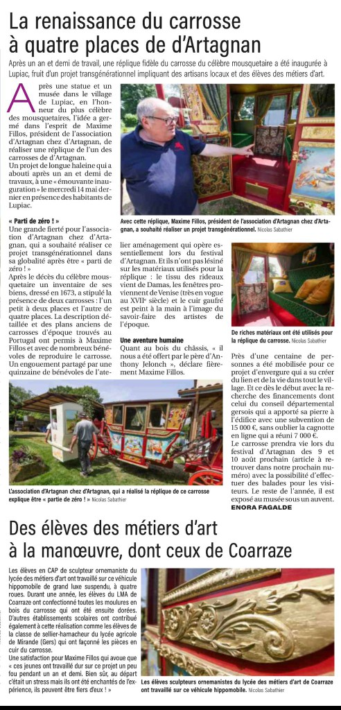 La renaissance du carrosse de d'Artagnan, avec les sculpteurs de Coarraze
