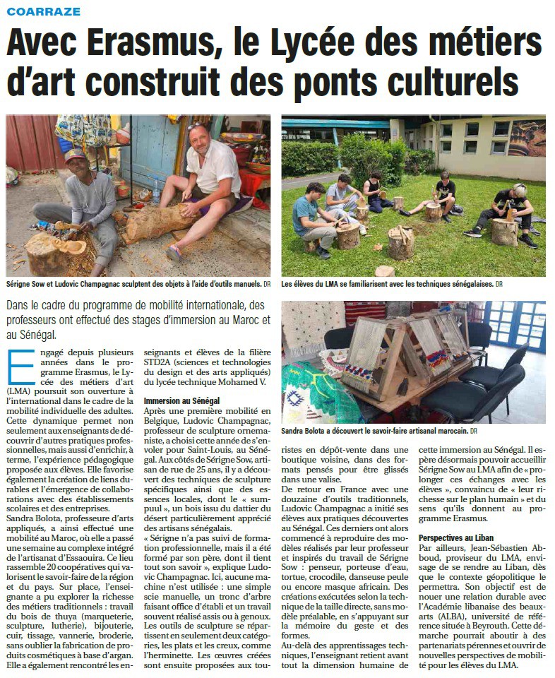 Avec Erasmus, le Lycée des métiers d'art construit des ponts culturels
