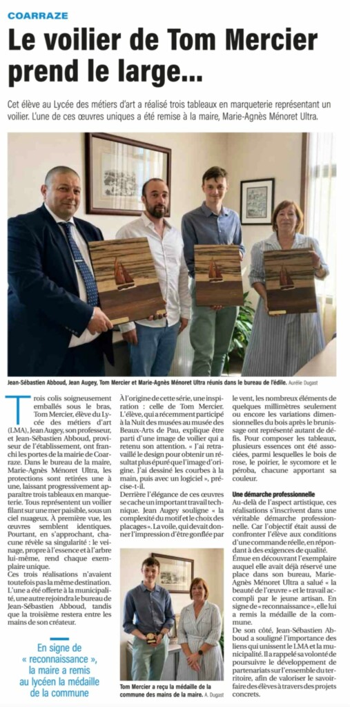 Le voilier de Tom Mercier prend le large ... [Marqueterie]